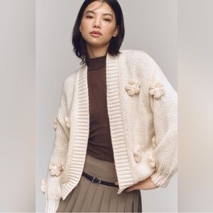 Anthropologie The Susannah 3D Flower Cardigan Sweater